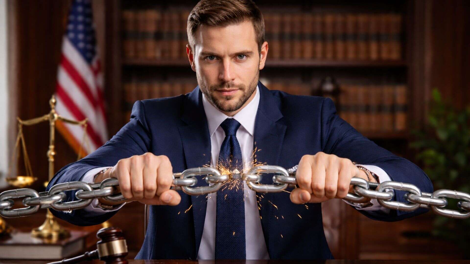 Personal injury lawyer holding a join he is joining in the middle, representing link building for his SEO campaign